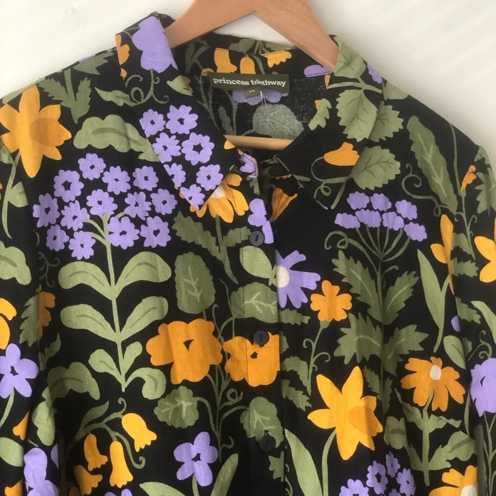 SOLD♏️ModCloth Princess Highway Luella Button Down Long Sleeve Floral TierDress - Picture 5 of 14